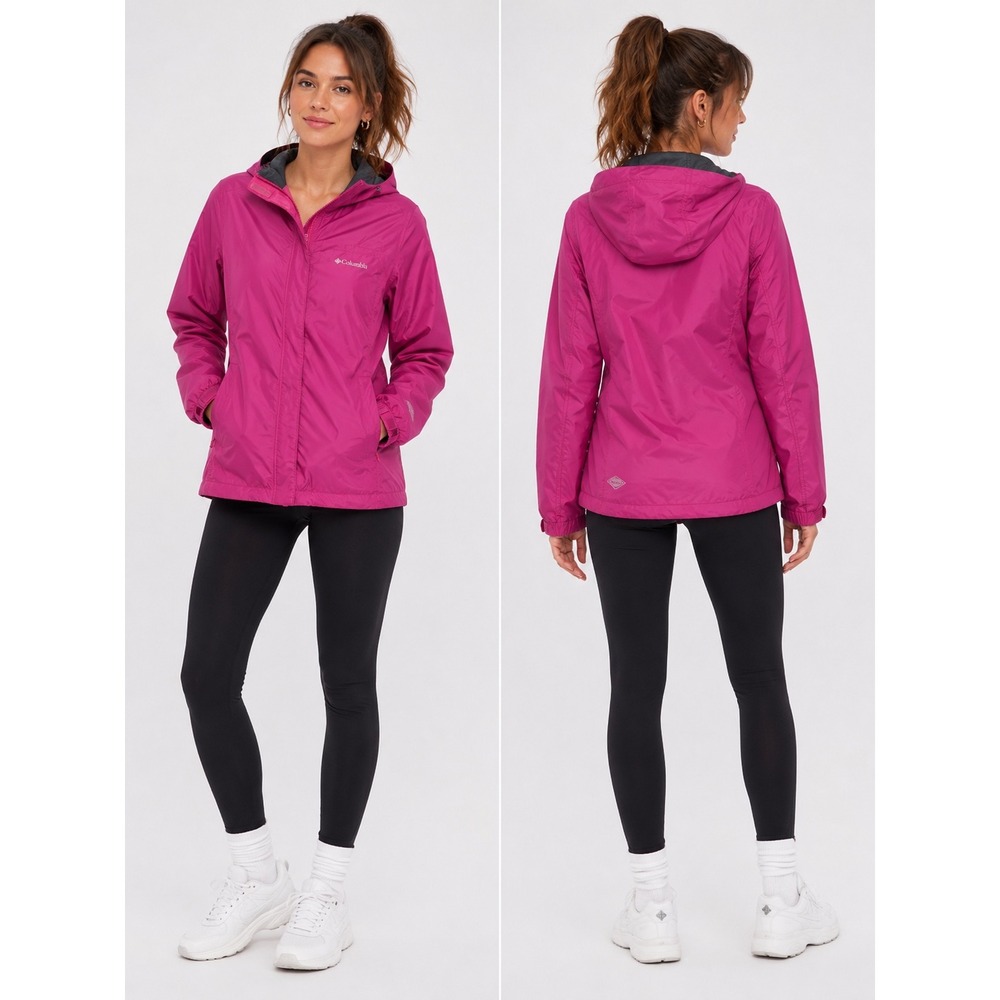 Columbia Rain Jacket Womens L Pink‎ Omni-Tech Waterproof Hooded Shell Gorpcore